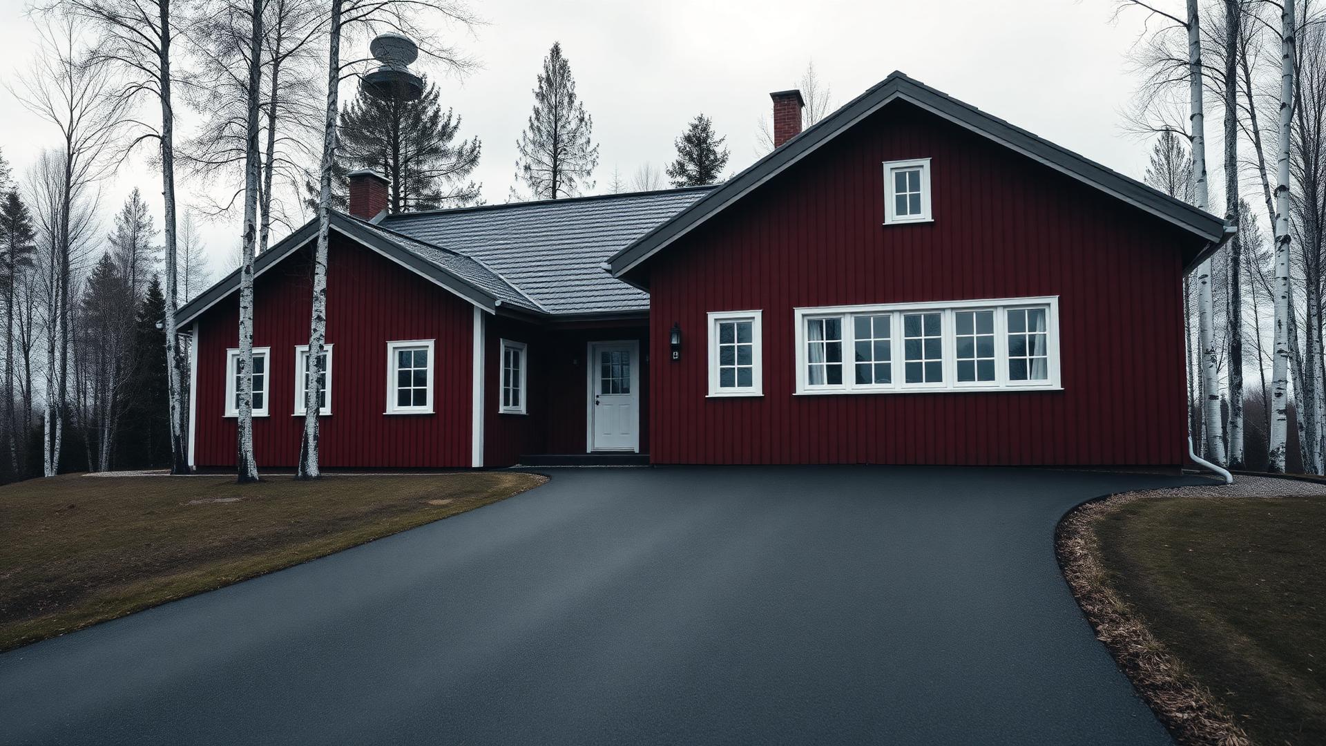 Nyasfalterad premium uppfart hos modern villa i Borås